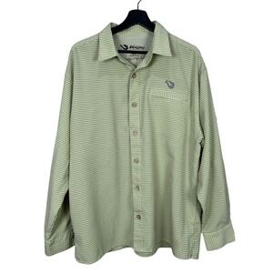 Mojo Sportswear Mens‎ Green Gingham Button Down Shirt Embroidered Logo Size L